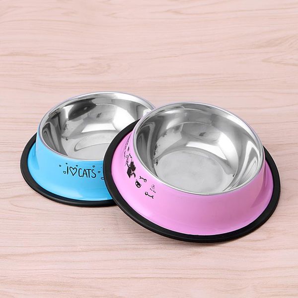 

cat bowls & feeders arrival pet product for dog bowl stainless steel anti-skid food water feeding tool 2 colors
