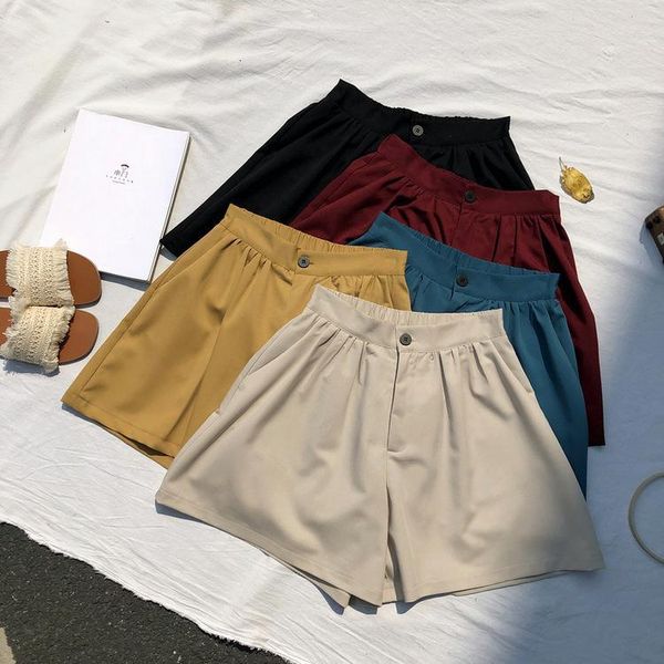 

women's shorts ichoix 5-color korean style women high-waisted shorts will see the loose-line black-white short-waisted elastic waistban, White;black