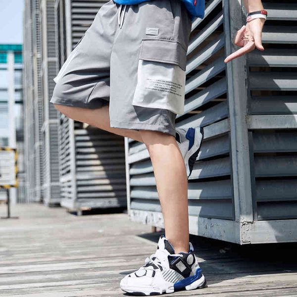 

shorts streetwear mens summer side pockets hip hop loose joggers men fashions black shorts drop, White;black