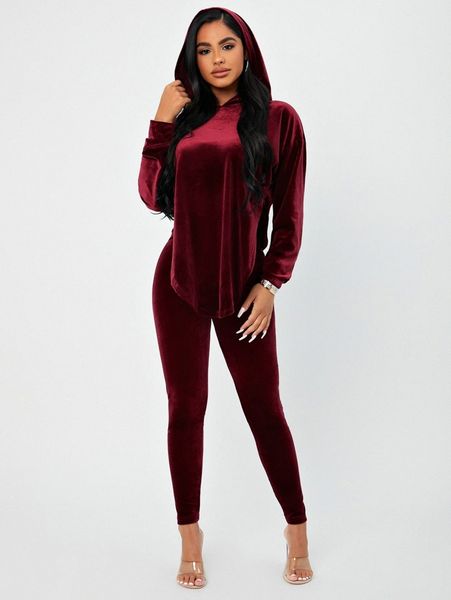 

sxy velvet drop shoulder hoodie & pants set r4mp#, White