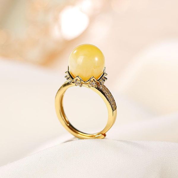 

amber gemstone not fake israel s925 fine antique ring sterling silver women aristocrat noble natural artisan baltic cluster rings, Golden;silver