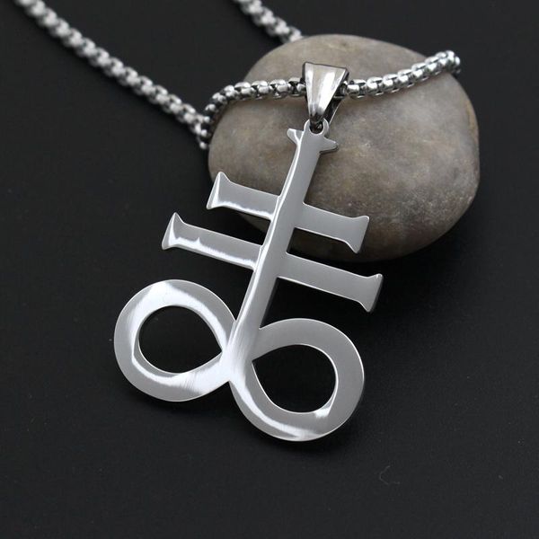 

pendant necklaces mens stainless steel leviathan cross sulphur necklace satanic inverted crucifixo collar with 24inch chains, Silver
