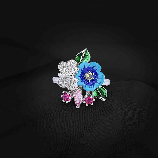 

ring creative color enamel flower female s925 sterling silver hip hop fashion cool temperament
