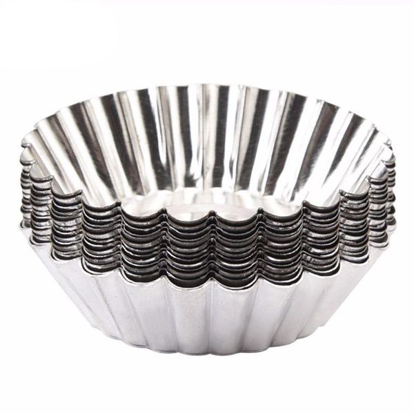 

cake tools 10pcs large size 7cm cookie pudding mould makers aluminum cupcake egg tart mold kitchen accessories baking pastry dropship