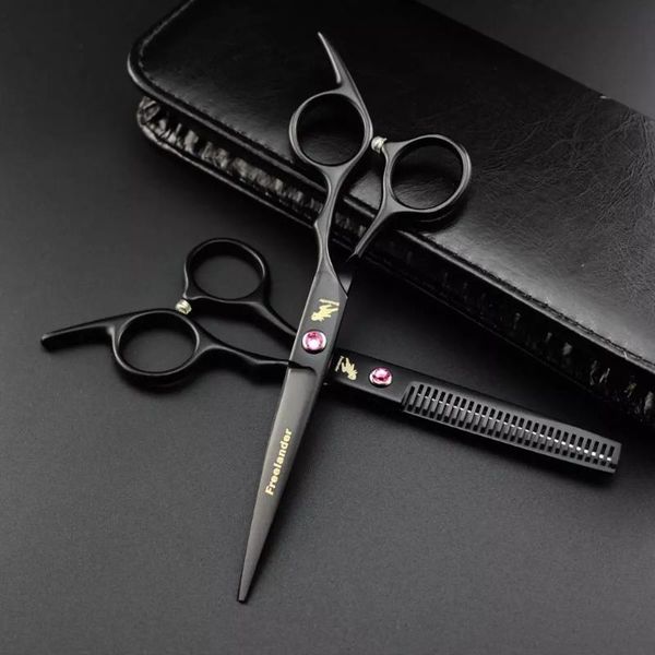 

hair scissors professional japan 440c 6 inches red gem black cut cutting barber haircut thinning shears hairdressing