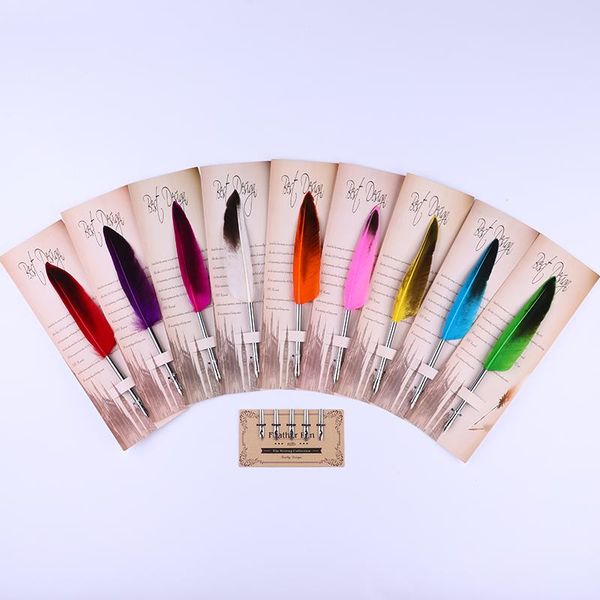 

european retro turkey feather pen dip fountain pens