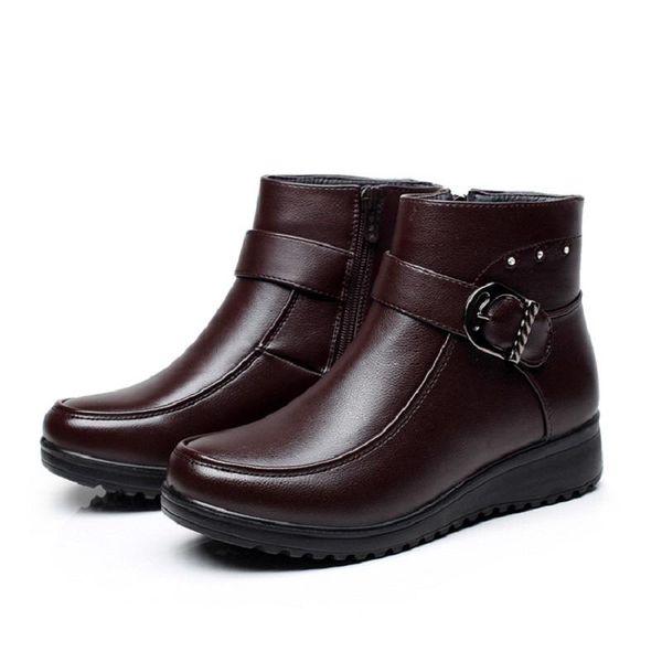

boots zzpohe winter fashion cotton elderly mother comfortable large size plus velvet women skid ladies shoes, Black
