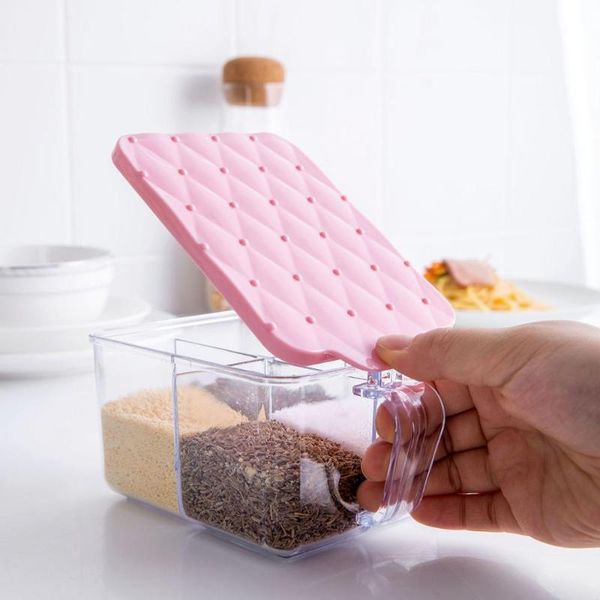 

storage bottles & jars multi grids plastic seasoning box kitchen salt sugar boxes holder spice jar condiment cruet home tools