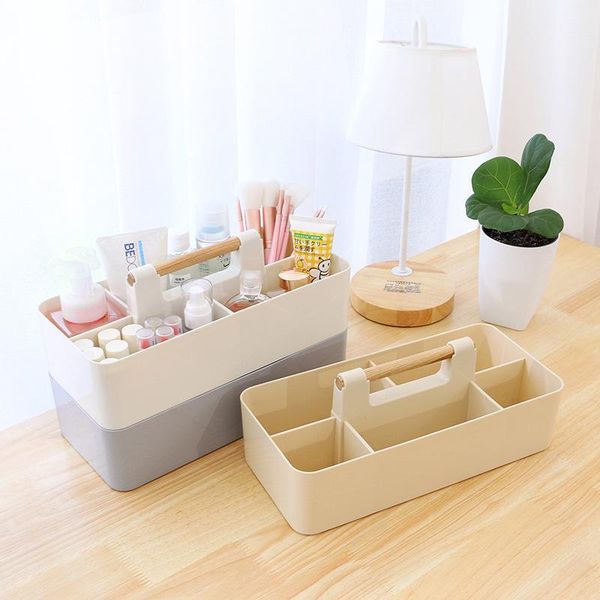 

multi grid classification divider storage box with handle plastic stackable desksundries makeup organizer boxes & bins