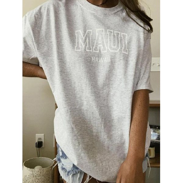 

women's t-shirt vintage gray letter print graphic t shirts for owmen 2021 summer plus size o neck short sleeve casual loose fashion clo, White