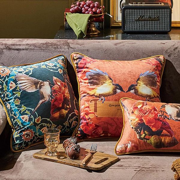 

cushion/decorative pillow retro bird pattern throw pillowcase 30x50cm/45x45cm luxury velvet cushion cover sofa chair car waist home decor