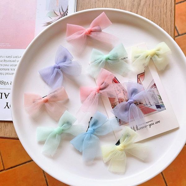 

hair accessories korean style girls sweet net yarn bow hairpin baby braided headdress cute clip for women fashion, Slivery;white