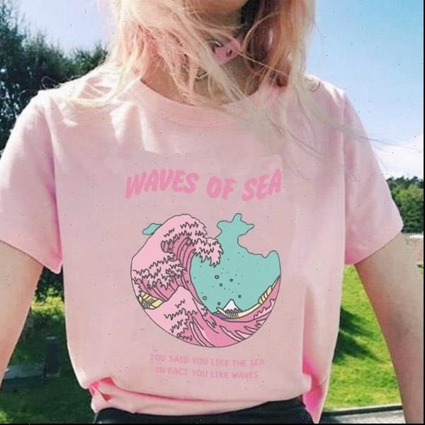 

hahayule jbh 1pcs wave fashion womens t shirts harajuku said you like the sea in fact, White