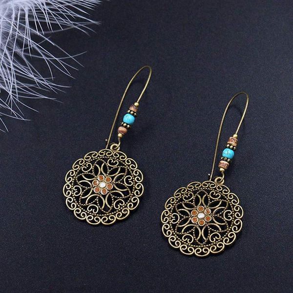 

dangle & chandelier disc earrings women vintage openwork ear drop frosted jewelry for party wedding, Silver