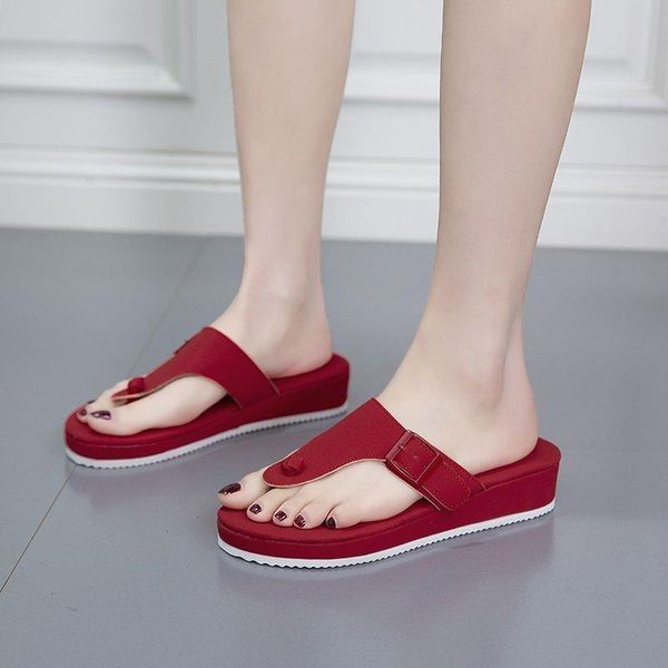 

slippers oeing women's summer ladies platform wedge sandals casual shoes for woman slip on fashion female comfort slides, Black