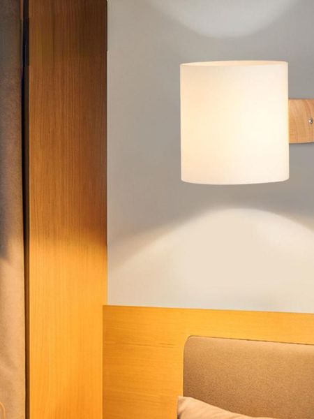 

wall lamps nordic led wood light creative e27 glass lighting bedside bedroom sconce corridor home decor mount night lamp fixture
