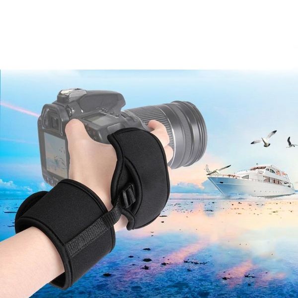 

stabilizers professional camera grip hand strap with black padded neoprene design and metal plate - works cameras