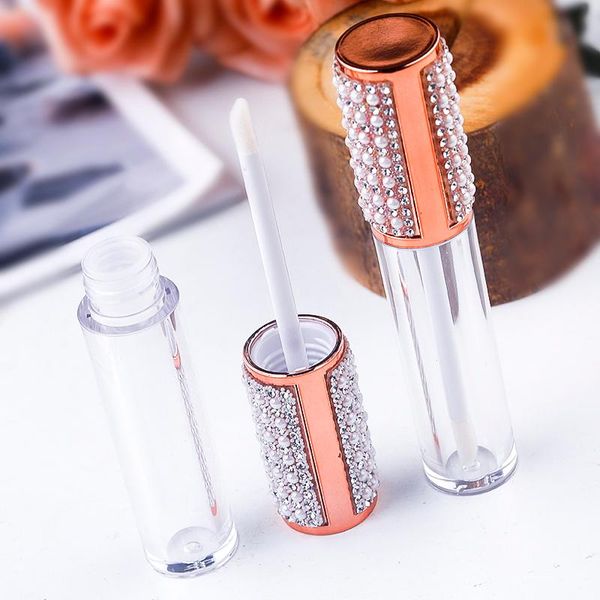 

storage bottles & jars 10/50pcs empty round lip gloss tube 5ml clear rose gold silver peal plastic containers cosmetic packaging container