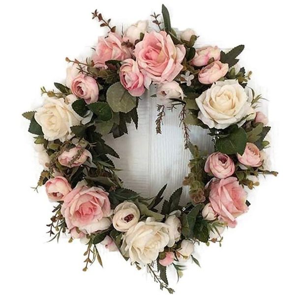 

40# handmade artificial flower wreath for door decor garlands family wedding decoration bohemian yard garden decorative flowers & wreaths