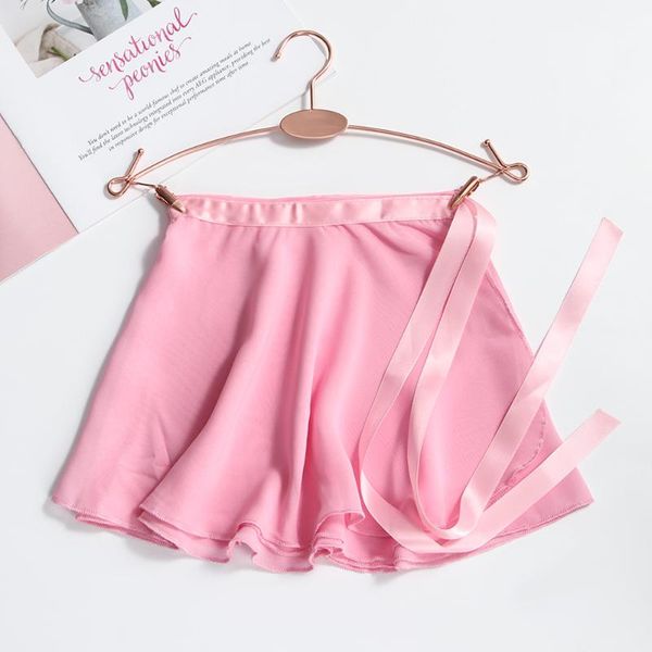 

classic chiffon pull-on wrap mini skirt with waist tie costume for performance dancing wear kids girls ballet dance skirts, Blue