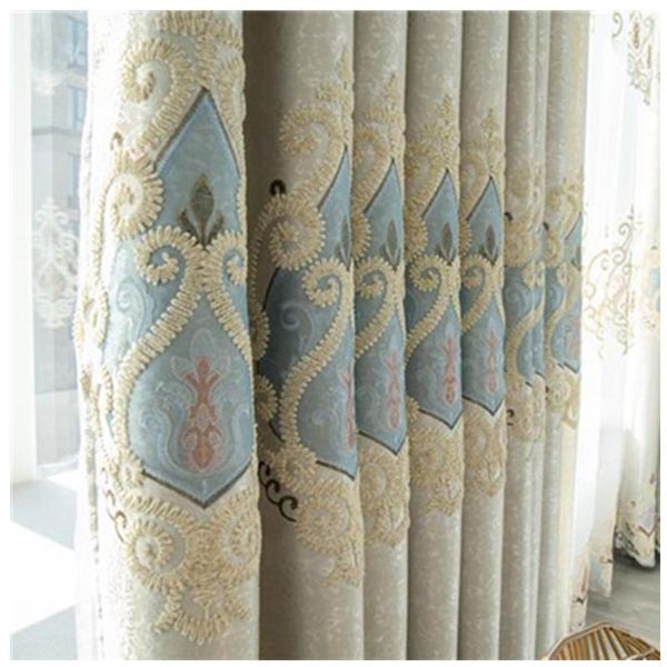 

curtain & drapes high-end curtian thicken chenille crown embroidered european luxury flower for living room bedroom