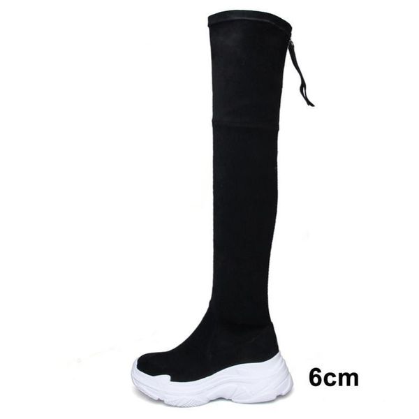 

boots meotina autumn thigh high women real leather flat platform over the knee zipper slim stretch shoes female size 34-391 oe1b, Black