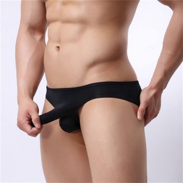 

men's briefs ice thin breathable underwear long nose triangle, Black;white