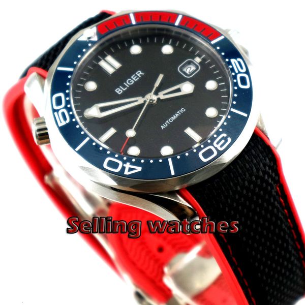 

41mm lighter black marker plate rubber band ceramic bezel sapphire glass date mechanical automatic human watch, Slivery;brown