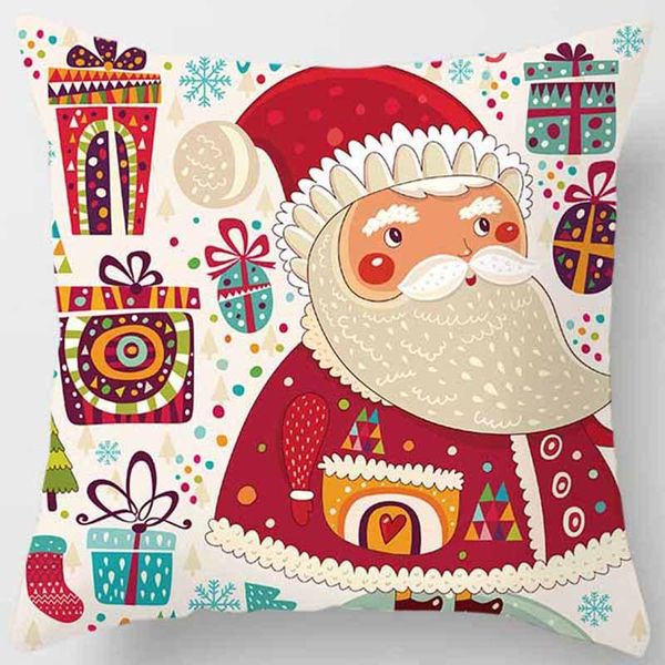 

pillow case merry christmas decorative pillowcase cartoon santa claus printing polyester sofa cushion set 45x45cm
