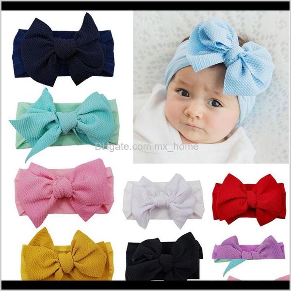 

bowknots stretch turban headband toddler girl big bow knot hairband solid headwear head wrap band awbsd boxrc, Slivery;white
