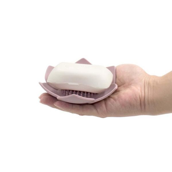 

soap lotus shape holder portable dishes anti-skid tray bathroom accessories