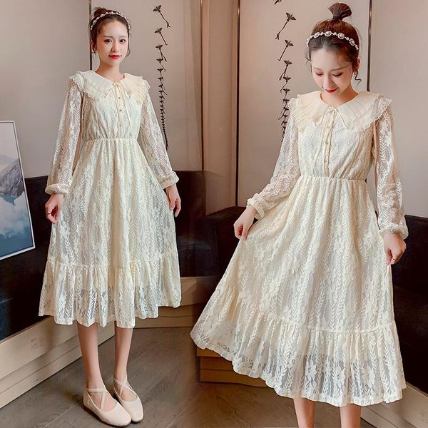 

maternity dresses 822# nursing clothing loose lace patchwork dress for pregnant women pregnancy, White