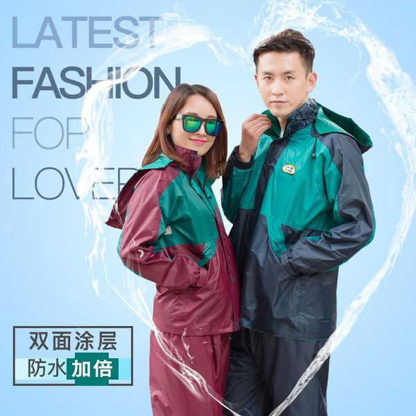 

raincoats waterproof thick hooded raincoat suit men outdoor double sided motorcycle fato de chuva household merchandises ef50rc
