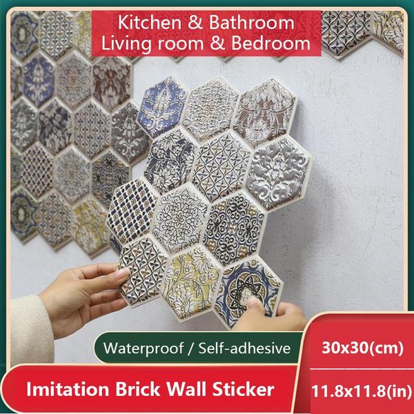 

wall stickers 30x30cm national style retro background waterproof sticker home decoration diy self-adhesive wallpaper