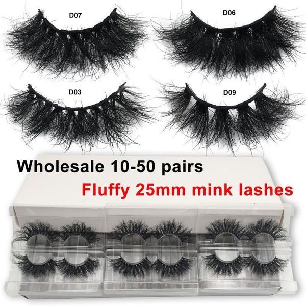 

fluffy mink eyelashes wholesale 25mm lashes 10-50 pairs 3d soft volume long eye make up bulk 25mm1