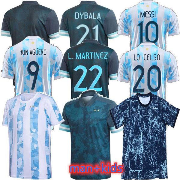 

argentina 2021 2022 home and away soccer jersey man+kids 20 21 22 2021-22 messi dybala kids kits football shirts aguero icardi mascherano ca, Black;yellow