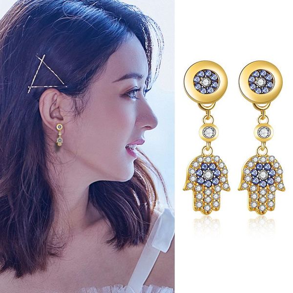 

stud s925 sterling silver zircon palm earrings necklace monaco women's jewelry cold style high-end love party simple, Golden;silver