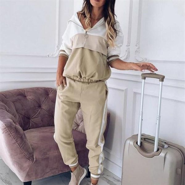 

women's two piece pants zogaa fashion hooded jogging suit hoodie set tracksuits, White