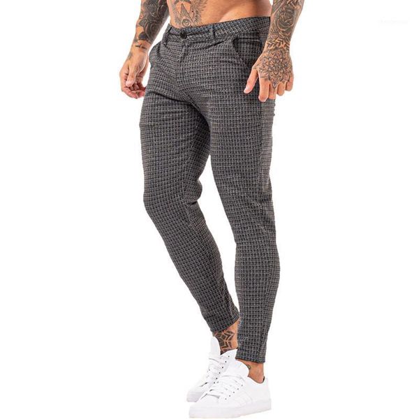 

men's pants men chinos trousers skinny super stretch chino slim fit mens casual pant plaid elastic waist london fashion, Black