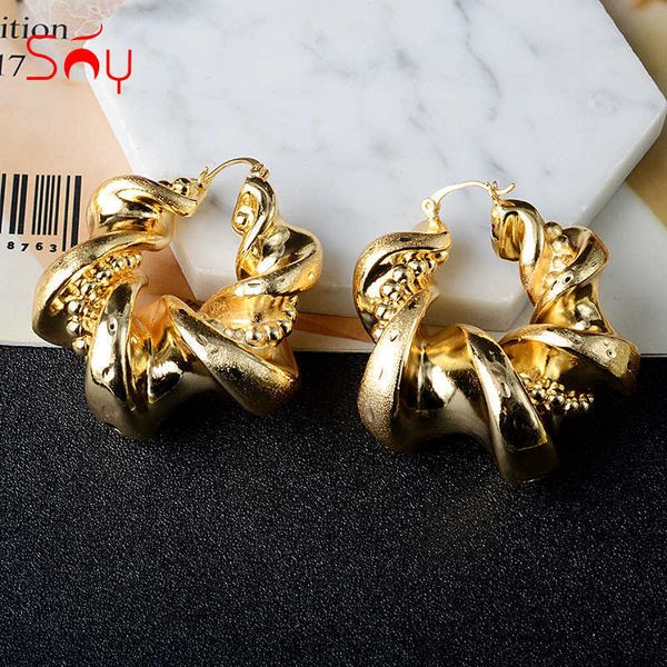 

sunny jewelry fashion copper hoop earrings for women hollow large style for wedding party gifts trendy 210924, Golden;silver