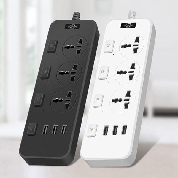 

smart power plugs strip with 3 usb 5v 2a ports 2500 joules 6.5 feet extension cord surge protector for dorm room