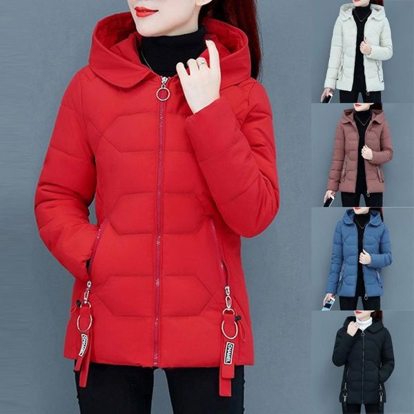 

women's down & parkas parka women tide winter coats hooded female zipper thick padded warm outwear manteau femme 3xnh, Black