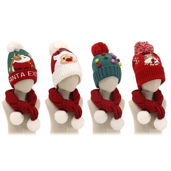 

caps & hats christmas sweater santa elk knitted beanie hat winter warm cap cartoon patteren gift for kids year supplies, Yellow