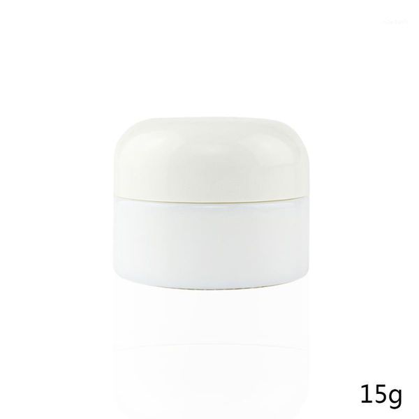 

storage bottles & jars style 15g small capacity glass cream jar, empty round opal pearl white cosmetic container on sale