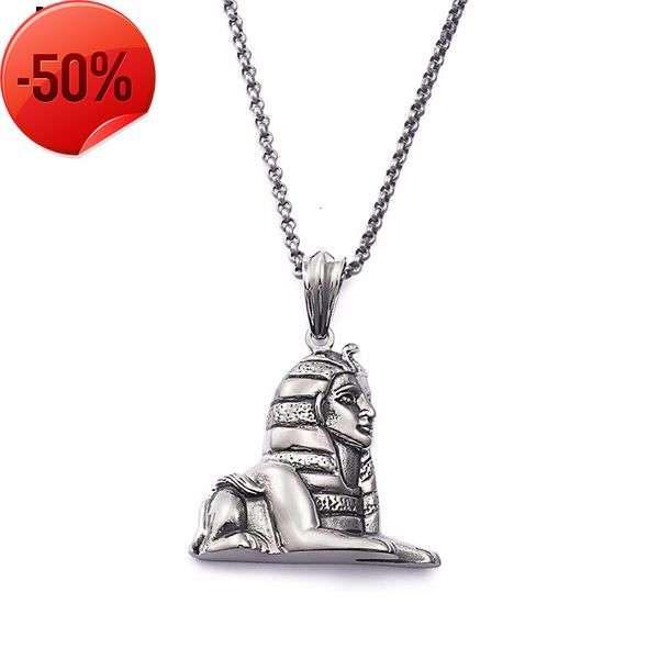 

designer earrings stainless steel jewelry lion head pendant necklace men's aggressive titanium necklace king accessories, Silver