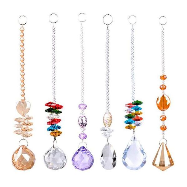 

decorative objects & figurines 1pc/6pcs hanging crystals prism suncatcher for windows decoration ab-color chandelier parts diy home wedding