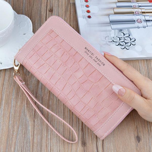 

wallets ladies wallet long zipper crocodile pattern stitching clutch bag large capacity soft leather phone, Red;black