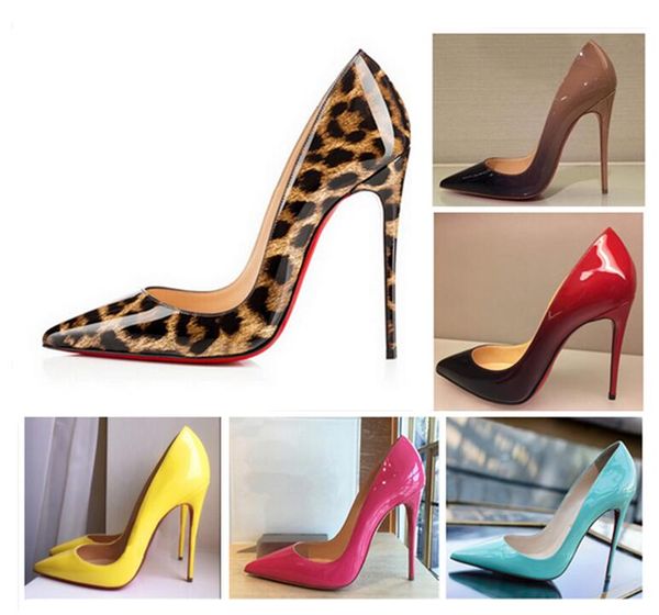 

2020 fashion heels printing classic red bottom bottoms high heels leopard print wedding pumps dress womens womens shoes, Black