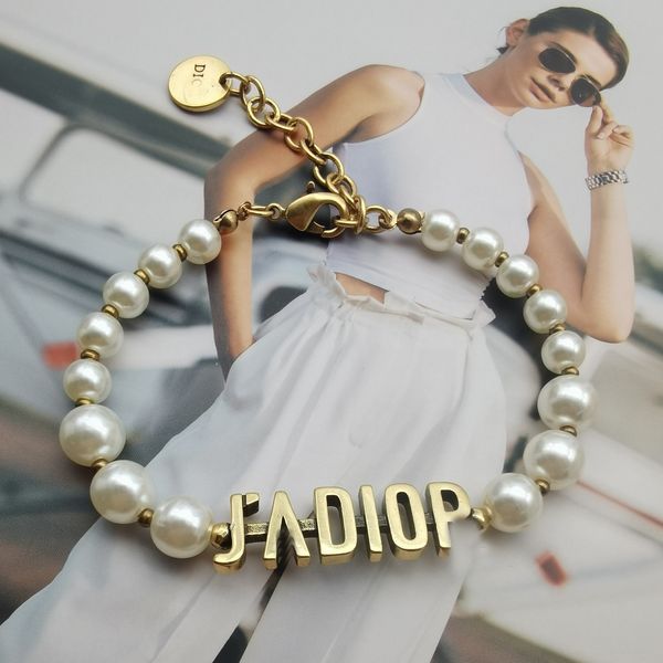

d / di home letter simple fashion temperament pearl bracelet women, Black