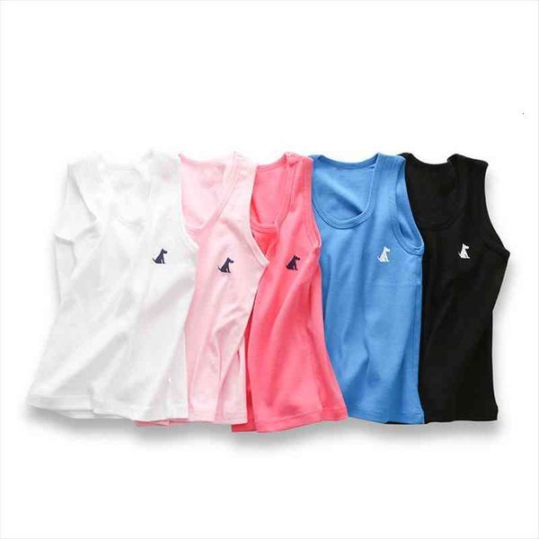 

2 10y children t shirts summer boys girls clothes vest casual sleeveless kids candy colors sport vests teenager tank, Blue